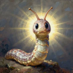 a worm with a mans face