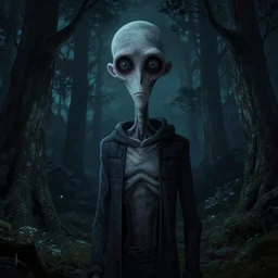 a creepy portrait of slenderman. forest. night. character design by miles johnston, stephen gammell, gustave dore and zdzisław beksinski. volumetric light, detailed, rendered in octane
