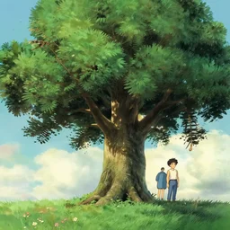tree, in the style of studio ghibli, j. c. leyendecker, greg rutkowski, artgerm