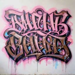matte painting extreme offset 3 d calligraphy graffiti mural dripping paint wall extreme maximalism by artur bordalo, by atey ghailan, by greg rutkowski, by greg tocchini, by james gilliard, by joe fenton, pink, brown, black and light blue color scheme, octane render