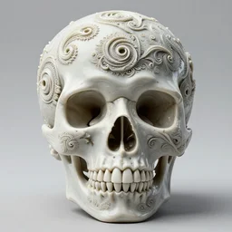 fractal geometry skull 8 k high detail intricate porcelain carvings