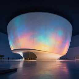 futuristic museum luminescent matte painting by allvar aalto