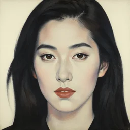 hyperrealism close - up portrait of a beautiful maisie williams, ivory background, in traditional japanese art style, pop art, by roy liechtestein, canvas, acrylic paint, dark and dull palette