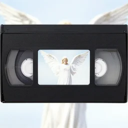 vhs static overlay of angel apparition, vhs, 1 9 9 0, highly realistic, highly detailed, vhs noise static, black and white, vhs glitch
