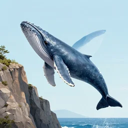 a whale jumping over cliffs