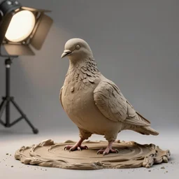 a pigeon being sculpted from wet clay, studio lighting, studio photography, 3 d model, 3 d render, unreal engine, octane render, cgi, 8 k