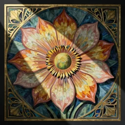 flower, ( ( art nouveau ) ), ( ( ( art deco ) ) ), ( ( ( precisionist ) ) ), sharp focus, colorful, by ( escher ) and ( frank lloyd wright ) and ( hr geiger ) and wojciech siudmak