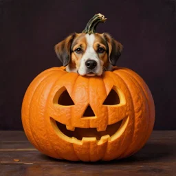 dog in pumpkin art by simon stalenhag