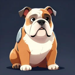 « a 2 d cartoon cyborg bulldog sitting down, cyberpunk digital art by greg rutkowsky, cgsociety, 2 d art, cartoon, future tech, sketchfab »