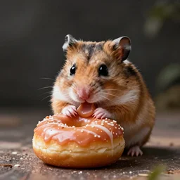 hamster eating a donut