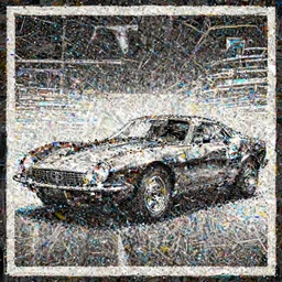 the car from the future, vintage, futuristic style, black and white, poster