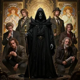 highly detailed vfx portrait of the grim reaper, unreal engine, greg rutkowski, loish, rhads, beeple, makoto shinkai and lois van baarle, ilya kuvshinov, rossdraws, tom bagshaw, alphonse mucha, global illumination, detailed and intricate environment