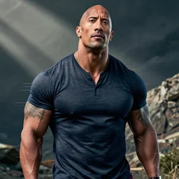 Dwayne Johnson with werner syndrome, analog glitch art