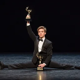 photograph of young Jean Claude Vandamme doing the splits, dramatic lighting ,award winning,