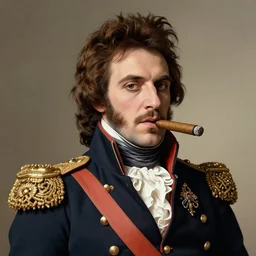 a portrait of napoleon with a cigar