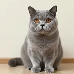 a digital painting of a gray british shorthair cat