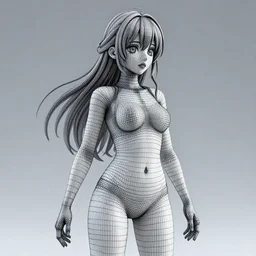 a 3 d wireframe of an anime girl, very detailed, sharp render, 8 k