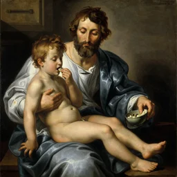 a painting of homer eating part in the style of saturn devouring his son