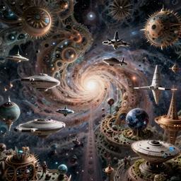 galactic war of space fleets, deep space nine space station, fantasy landscape made of fractals facing each other, ultra realistic, wide angle, intricate details, the fifth element artifacts, highly detailed by peter mohrbacher, hajime sorayama, wayne barlowe, boris vallejo, aaron horkey, gaston bussiere, craig mullins