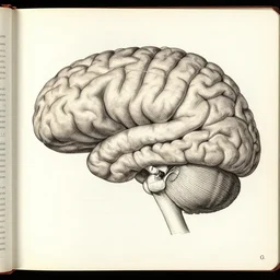 Scientific drawings of the human brain, scientific book, uncropped, 8k, highly detailed, educational, post graduate, by ramon y cajal.