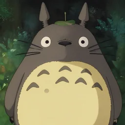 totoro in moomi film still with a full still life film still commercial extreme closeup photo of real - life intricate origami rainbow porcelain plant, perfect eyes, tilt shift real - life translucent glass zaha hadid origami flower background, cinestill, 8 k