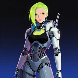 cyberpunk millie bobby brown as a robot by yoji shinkawa