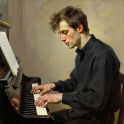 attractive male playing piano, painting by vladimir volegov, norman rockwell, tom of finland, trending on artstation