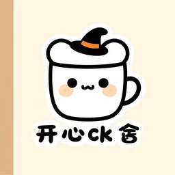 a kawaii company logo for a coffee themed pastry shop of a Halloween vampire squid character inspired by pachimari from overwatch
