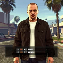 walter white in the style of gta 5 loading screen