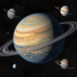 planet in space solar system in the style of Nicolas Lefaudeux