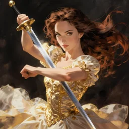 anime natalie portman sword ballet, intricate portrait by greg rutkowski, trending on pixiv
