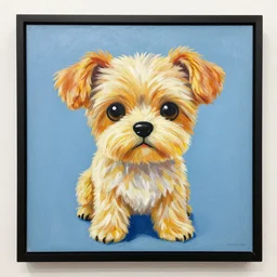 a beautiful painting toy dog, by jean michel basquiat award - winning art in realistic color screen printing