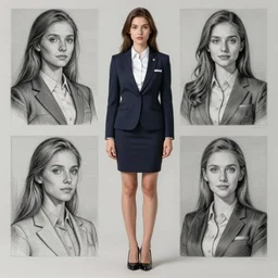 full body shot of a beautiful young secretary woman in work attire, art by saruei and guweiz and ilya kuvshinov, digital art, highly detailed, intricate, sharp focus, trending on artstation hq, deviantart, pinterest, unreal engine 5, 4 k uhd image