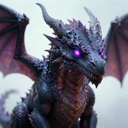 fantasy dragon with glowing purple eyes, high detail, digital art, beautiful , concept art,fantasy art, 4k