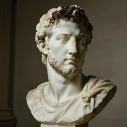 a high quality photograph ryan reynolds as a roman marble bust. cinematic lighting.