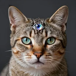 cat with third eye tattoo crystal