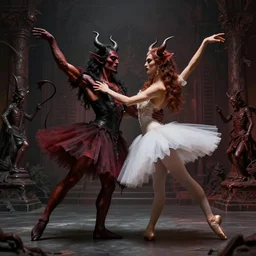 two demons dance ballet in hell, beksinski, dariusz zawadzki, very coherent symmetrical artwork. cinematic, hyper realism, high detail, octane render, 8 k