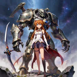 beautiful full body image of a zerg overlord merged together with archer tohsaka illya chloe caster into one eternal being defining the universe, high details, high resolution