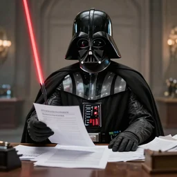 darth vader using the force to do the taxes