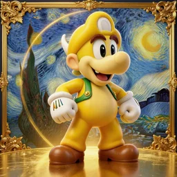 waluigi from nintendo games, studio lighting, golden ratio, details, masterpiece, fine art, intricate, decadent, ornate, highly detailed, digital painting, octane render, ray tracing reflections, 8 k, featured, by claude monet and vincent van gogh