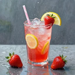 a messy painting of raining strawberry lemonade