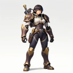 full body image of a zerg overlord as high ranked anime girl general, high details, high resolution