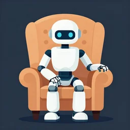 a robot sitting in a comfy overstuffed armchair. clean cel shaded vector art. shutterstock. behance hd by lois van baarle, artgerm, helen huang, by makoto shinkai and ilya kuvshinov, rossdraws, illustration, art by ilya kuvshinov