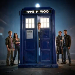Every dr who ever inside a giant tardis, Darek Zabrocki, Karlkka, Jayison Devadas, Phuoc Quan, trending on Artstation, 8K, ultra wide angle, pincushion lens effect