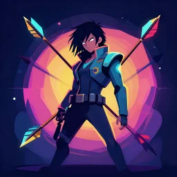 the slings and arrows of outrageous fortunevector graphics, cyberpunk, portrait