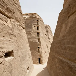 a canyon with brutalist mayan architecture by eytan zana