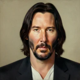 portrait of Keanu Reeves, painted by Fernando Botero