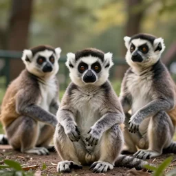 a photo of 8k cute Lemurs in a park, cinematic lighting, trending on artstation, 4k, hyperrealistic, focused, extreme details, unreal engine 5, cinematic, masterpiece