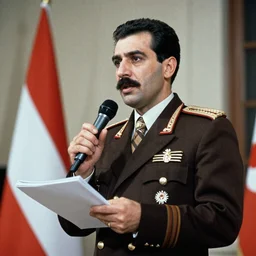 Macedonian Ex-general Petvqar Sugarev holding his speech, 1986
