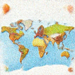 accurate world map, full map, in the style of candy
